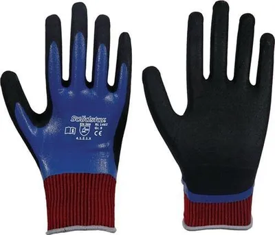 Zdjęcie produktu dla Rękawice ochronne Leipold NitrilGrip 09 powlekane nitrylem, czarny/czerwony/niebieski nylon (1462-09)