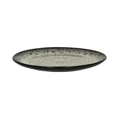 Productafbeelding van Pomax Mirha dessertbord van steengoed, zwart/wit, Ø 21,5 x H 2,1 cm