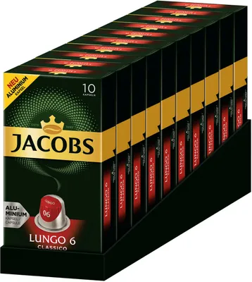 Produktbild von JACOBS Lungo 6 Classico 100 Nespresso kompatible Kaffeekapseln Kaffee Kapseln