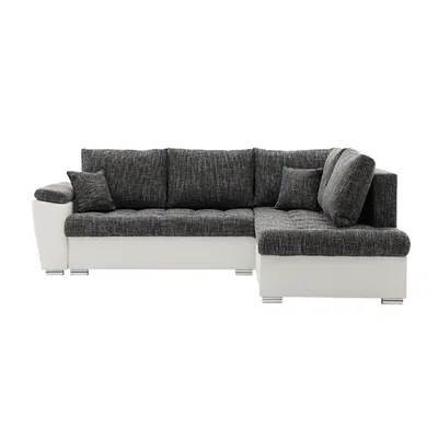 Produktbild von Ecksofa VEGAS 245/190 RECHTS mit schlaffunktion und Bettkasten - L-förmig - Eckcouch in modernem Design - Dunkelgrau & Weiß