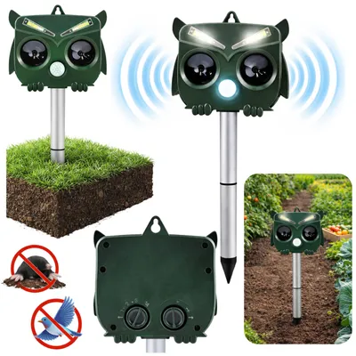 Image de Répulsif solaire pour animaux hibou, capteur de mouvement, LED à ultrasons