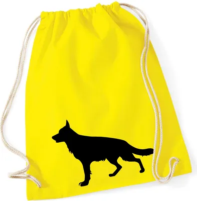 Produktbild von Huuraa Turnbeutel Deutscher Schäferhund Silhouette 12 Liter Yellow Baumwolle Rucksack Geschenkidee