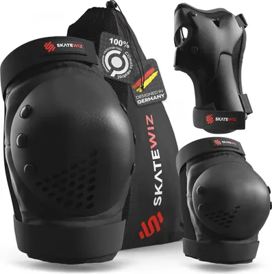 SKATEWIZ Schoner Set Kinder Protektoren-Set Erwachsene [6pc] - Schützer Inliner Knieschoner Knieschützer Skateboard Schutz Skate