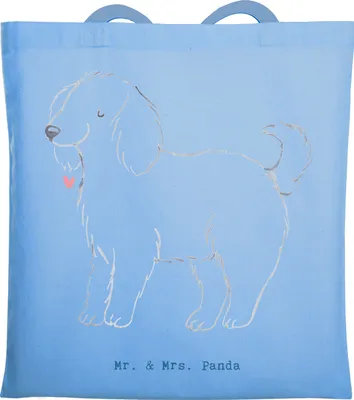 Produktbild von Mr. & Mrs. Panda Einkaufstasche Bologneser Moment - Sky Blue - Geschenk, Laptoptasche, Tasche, Tote Bag, Beutel, Jutebeutel, Shopping