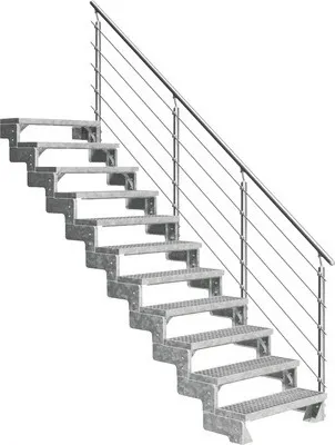 Produktbild von Aussentreppe Pertura Tallis mit Prova Geländer 11 Steigungen 80 cm Gitterrost