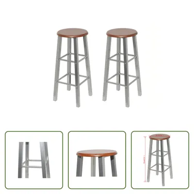 Obrázok produktu pre The Living Store Barová stolička 2 ks. Kov so sedadlom z MDF