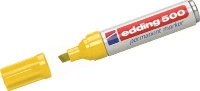 Produktbild von Permanentmarker edding 500 Keilspitze gelb Packung mit 10 Stück