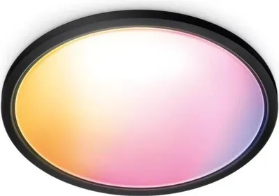 Produktbild von WiZ Superslim Deckenleuchte 22W, Intelligente Deckenbeleuchtung, Wi-Fi/Bluetooth, Schwarz, Wi-Fi 4 (802.11n), 802.11b, 802.11g, LED, Kunststoff