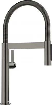 A studio shot of a kitchen faucet.
