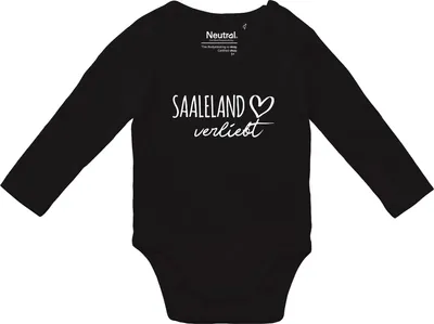 Produktbild von Huuraa Baby Body Saaleland verliebt 62 Black  Baumwolle Fairtrade Langarmbody Geschenkidee