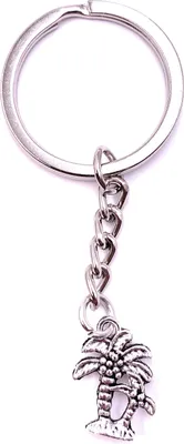 Produktbild von Onwomania Schlüsselanhänger Keychain Silber Metall Palmen Strand Baum Süden