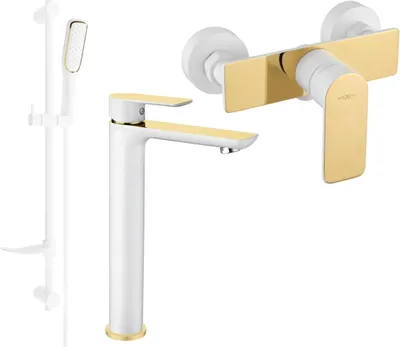 Produktbild von Mexen Alfa DF49 Brausegarnitur, Weiß/Gold - 745714DF49-25