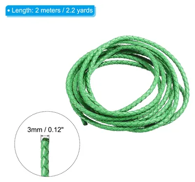 Produktbild von 2m Lederschnur Rund Geflochten, 3mm Rundes Lederband Geflochtenes Kordelseil aus Echtem Leder Gefaltet fš¹r Bastelarbeiten Schmuckherstellung Halsketten Armb?nder DIY, Blasses Grš¹n