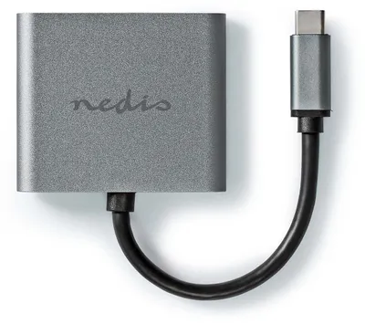 Produktbild von Nedis USB Multi-Port-Adapter - 2-in-1 - USB 3.2 Gen 1 - USB-C Stecker - 2x HDMI - 0.10 m - Rund - Vernickelt - PVC - Schwarz - Umschlag