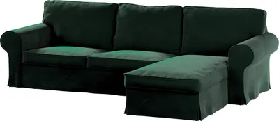 Produktbild von Dekoria Bezug für Ektorp 2-Sitzer Sofa mit Recamiere, dunkelgrün, Ektorp 2-Sitzer Sofabezug mit Recamiere