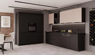 Produktbild von Küche SIENA + ARONA 280 + 180 cm Küchenzeile Küchenblock Einbauküche Kaschmir beige + Schwarz matt