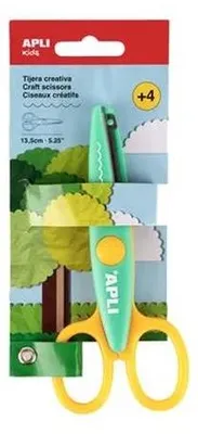 Nožnice, kreatívne, vlnité, APLI Kids "Toothed", zelené-žlté
