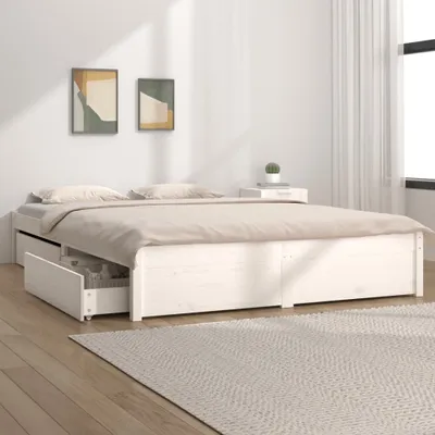 Produktbild von The Living Store Bett mit Schubladen Weiß 140x200 cm