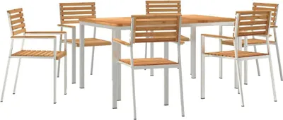 Produktbild von "SALE 2026" Garten Essgruppe - elegantes Design - Sitzgruppe/Tisch+ Stuhl - 7 pcs Braun Massivholz Teak - Terassenmöbel DEMöbel279340
