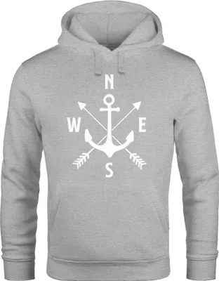 Produktbild von Kapuzen-Pullover Herren Anker Kompass Arrows Hoodie Moonworks® grau 4XL