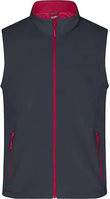Produktbild von James+Nicholson JN1128 | Herren Promo Softshell Vest / Wasserabweisend, winddicht - Farbe: Iron Grey/Red - Größe: 3XL