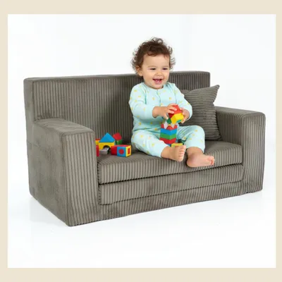 Produktbild von Kindersofa aus Schaumstoff Rosalia Stilvoller Komfort für das Kinderzimmer Ausklappbar Kindermöbel Polstersofa Braun