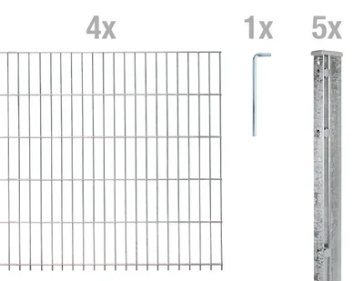 Zdjęcie produktu dla Ogrodzenie panelowe podwójne, komplet 12 elementów, ocynkowane ogniowo, wysokość 143 cm, długość 10 m