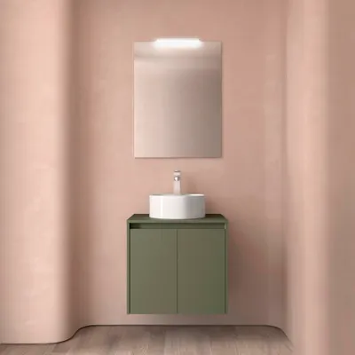 Produktbild von Badezimmermöbel BALTIC 600 2 Türen GREEN SATIN + Waschtisch-Platte