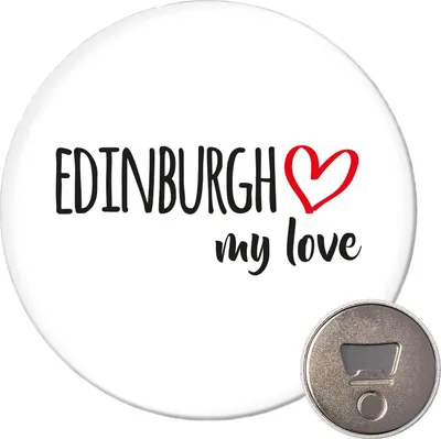 Produktbild von Huuraa Magnet Edinburgh my love 59mm Kühlschrankmagnet rund Flaschenöffner Geschenkidee