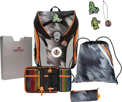 Produktbild von DerDieDas ErgoFlex MAX LED Schulranzenset 5-teilig Cyber Dino mehrfarbig