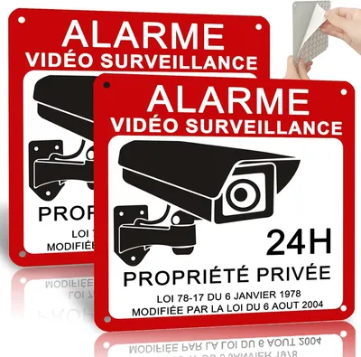 Image de Panneaux de surveillance vidéo, 2 pièces, 15x15 cm, en aluminium inoxydable, pour intérieur et extérieur