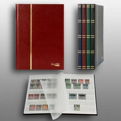 Produktbild von Prophila Collection 16 weiße Seiten A5 Briefmarken-Einsteckbuch rot