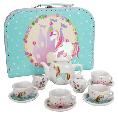 Produktbild von Kinderthee-Set in Koffer, 13-teilig mit Einhorn-Motiv