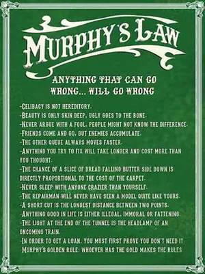 Produktbild von vianmo Holzschild 40x30 cm Murphy's Law Anything That Can