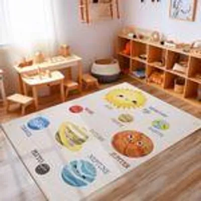 Obrázek produktu pro Koberec do dětského pokoje Měkký dětský koberec a měkký protiskluzový koberec na hraní pro holčičky a kluky, velikost: 100 x 150 cm, Barva: Béžová-19