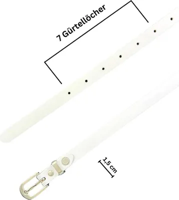 Produktbild von Ledergürtel Damen,  GERMANY 1,5 cm schmaler Echtleder Gürtel, für Kleid und Anzughose, 100% Leder, Weiß, Größe 115