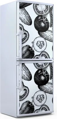 Produktbild von Kühlschrankdekoration  60x180 cm  Aufkleber auf dem Kühlschrank - handgezeichnetes Gemüse