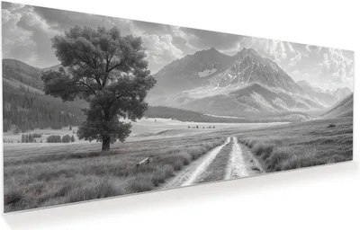 Produktbild von Glasbild 100x40cm in XXL für Wohnzimmer, Schlafzimmer Motiv Berglandschaft Weg