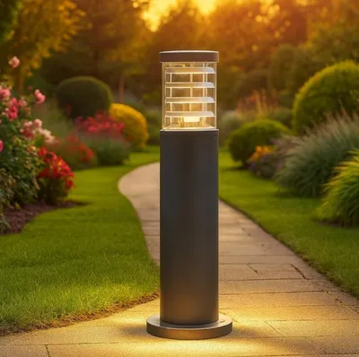 Image de Lampadaire d'extérieur moderne Aluminium Anthracite 1 Lumière E27 H40Cm