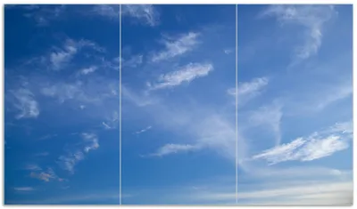 Produktbild von Wallario Herdabdeckplatte aus Glas, Größe 90 x 52 cm 3-teilig, Motiv Blauer Himmel mit vereinzelten Wolken
