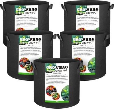Produktbild von Pflanzsack 5 Gallonen, atmungsaktiver Vliesstoff, mit Griffen, für Kartoffeln und Tomaten