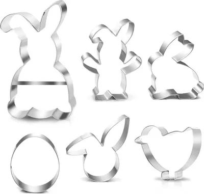 Produktbild von Oster Plätzchen Ausstecher Set, 6-teilig, Hase Ei Küken, Edelstahl