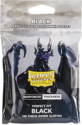 Zdjęcie produktu dla Dragon Shield Standard Size Perfect Fit Thick Inner Sleeves Black (100 rękawów)
