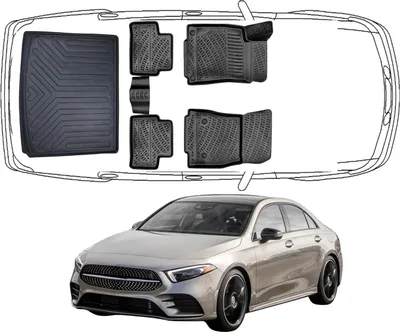 Produktbild von 3D Fußmatten & Kofferraumwanne Auto Set Kompatibel mit Mercedes-Benz A Klasse V177 Sedan Limousine