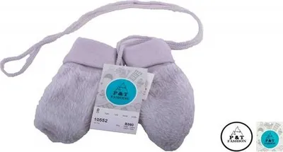 Produktbild von P&T Baby Fäustlinge Teddy - Hellgrau mit Kordel - Babyhandschuhe 6-12 Monate