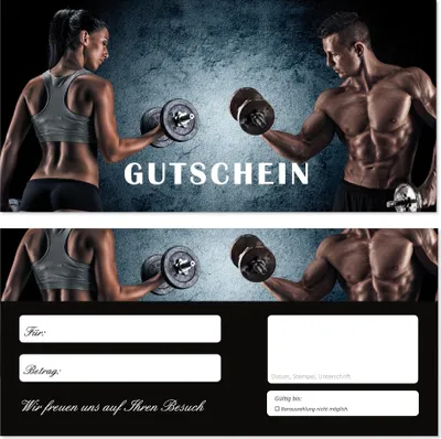 Produktbild von 100 Stück Geschenkgutscheine (Fitness-708) Gutscheine Gutscheinkarten für Bereiche wie Kraftsport Gesundheit Wellness Sportstudio