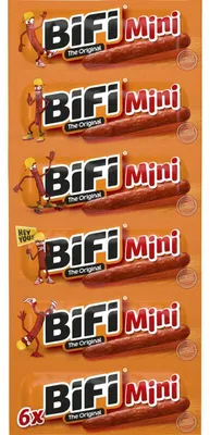 Produktbild von Bifi Mini's 6er Pack, 6 x 10g würzige Mini-Salami-Snacks, 60g Gesamtgewicht