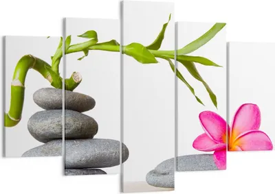 Produktbild von Bild auf Leinwand - Leinwandbild - Ruhig blume dekoration stein - 150x100cm - Wand Bild - Wanddeko - Leinwanddruck - Bilder - Kunstdruck - Wanddekoration - Leinwand bilder - Wandkunst - EA150x100-2305