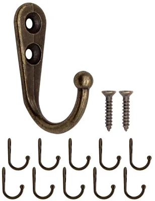 Wandhaken 10er-Set, antikes Gussdesign, Bronze, 41x27x12,5 mm