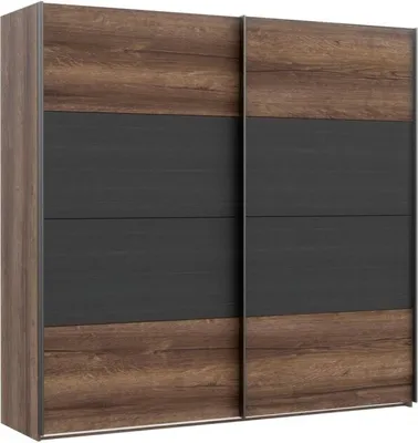 Produktbild von Furniture24 Schwebetürenschrank RMRS324E1 Schrank in Schlammeiche und Schwarzeiche  Kleiderschrank, 200 cm breit